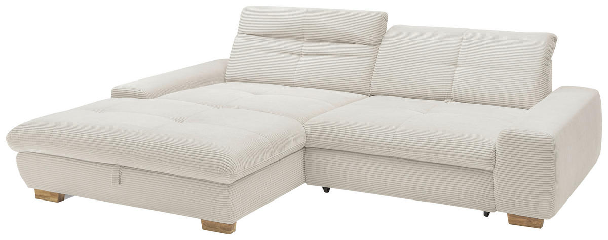 ECKSOFA Creme Cord  - Eichefarben/Creme, Design, Holz/Textil (198/276cm) - SetOne by Musterring