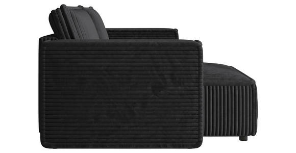 ECKSOFA Anthrazit Cord Zierkissen, Rückenkissen, Schlaffunktion, Rücken echt  - Anthrazit/Schwarz, MODERN, Kunststoff/Textil (153/250cm) - Xora