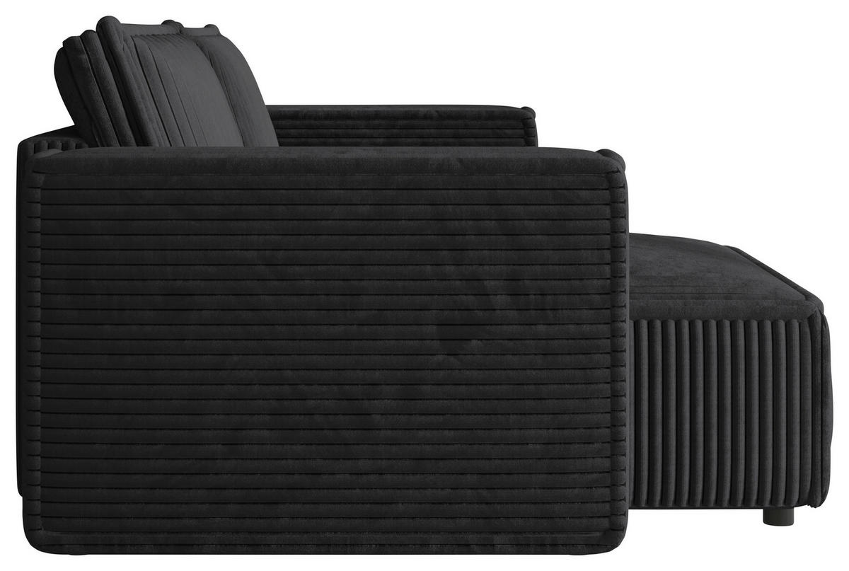ECKSOFA Anthrazit Cord Zierkissen, Rückenkissen, Schlaffunktion, Rücken echt  - Anthrazit/Schwarz, MODERN, Kunststoff/Textil (153/250cm) - Xora
