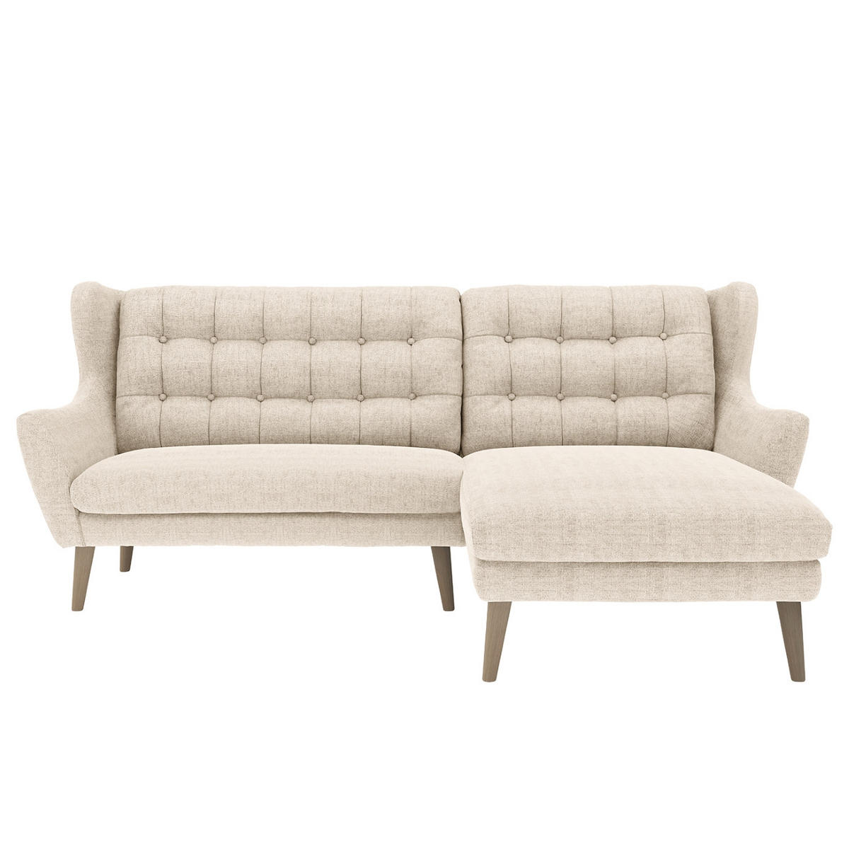 ECKSOFA in Webstoff Silberfarben  - Eichefarben/Silberfarben, Konventionell, Holz/Textil (173/107/250cm) - Trendmanufaktur