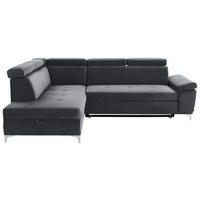 ECKSOFA  in Samt Grau, Dunkelgrau  - Chromfarben/Dunkelgrau, KONVENTIONELL, Textil/Metall (206/271cm) - Carryhome