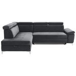 ECKSOFA  in Samt Grau, Dunkelgrau  - Chromfarben/Dunkelgrau, KONVENTIONELL, Textil/Metall (206/271cm) - Carryhome