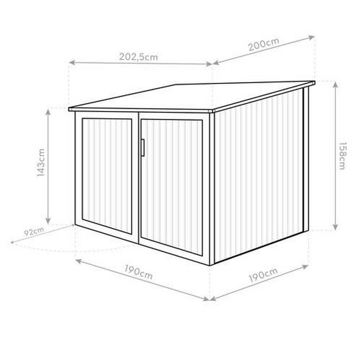 FAHRRADGARAGE 203/158/200 cm  - Anthrazit, Basics, Metall (203/158/200cm) - Ambia Garden