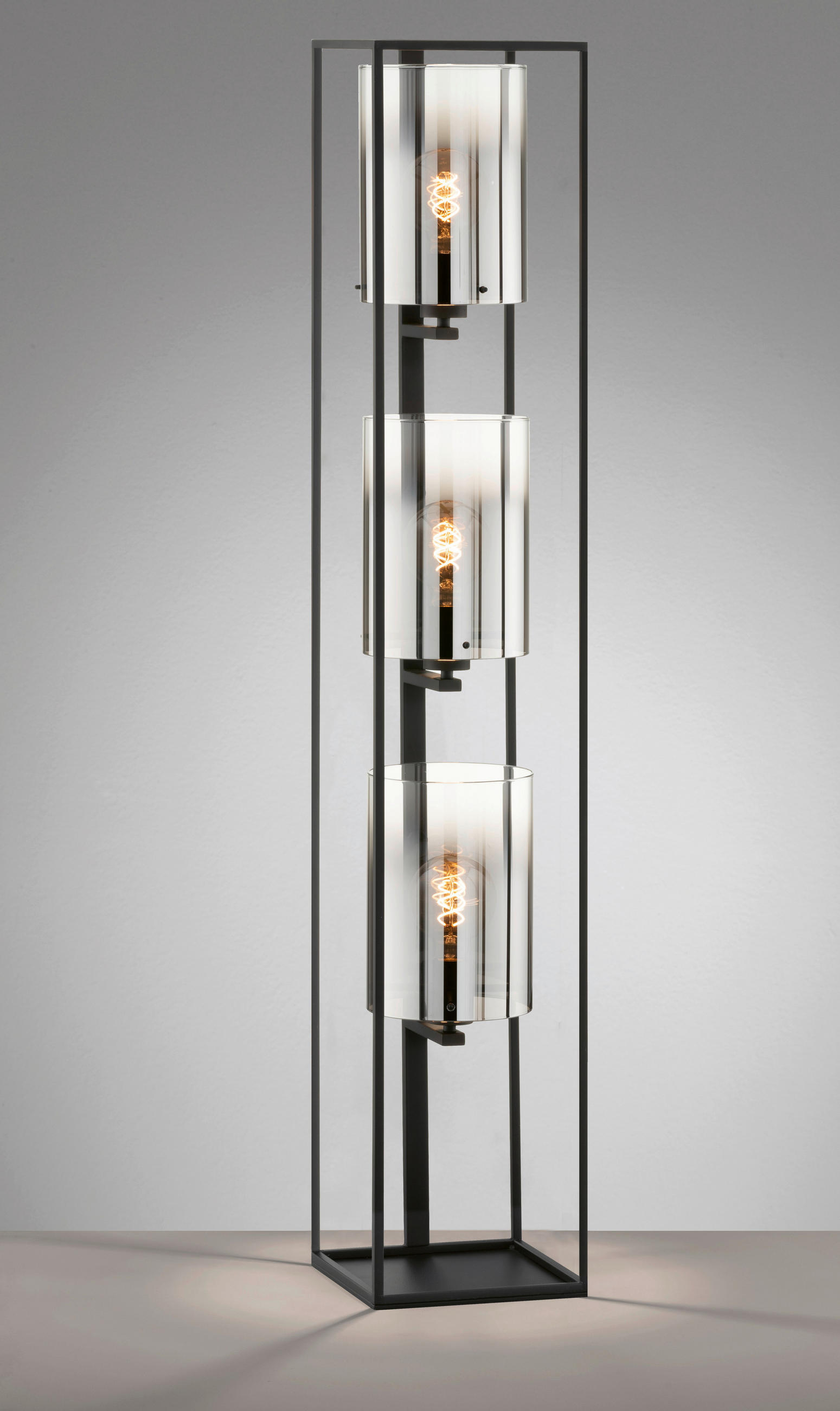 STEHLEUCHTE 24/24/130 cm    - Schwarz, KONVENTIONELL, Metall (24/24/130cm) - Fischer & Honsel