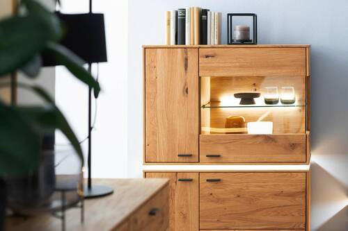 HIGHBOARD  in 93/137/38 cm  - Wildeiche/Anthrazit, Natur, Glas/Holz (93/137/38cm) - MID.YOU