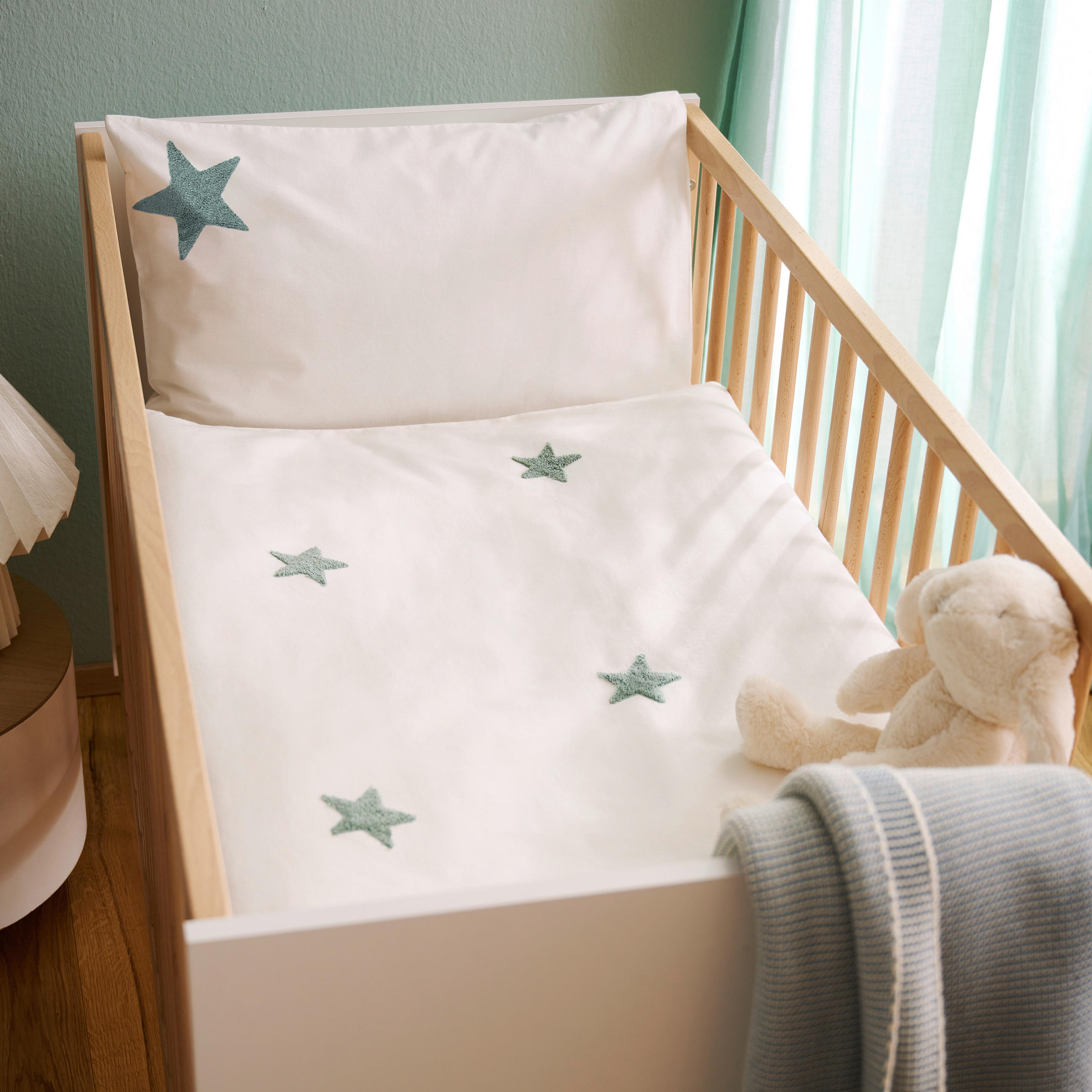 BABYBETTWÄSCHE 100/135 cm  - Weiß/Grau, Basics, Textil (100/135cm) - Patinio