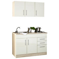 MINIKÜCHE 120 cm   in Creme  - Chromfarben/Eichefarben, Modern, Holzwerkstoff/Metall (120cm) - Held