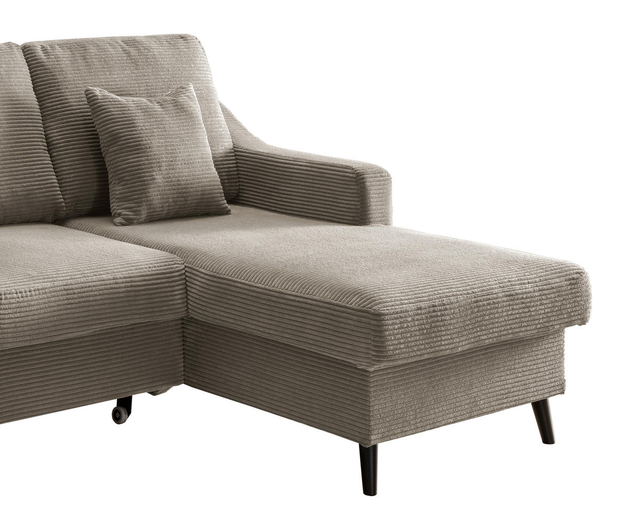 ECKSOFA Graubraun Cord  - Graubraun/Schwarz, Design, Holz/Textil (228/150cm) - P & B