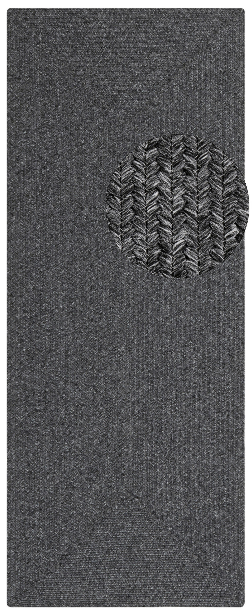 LÄUFER 80/200 cm Braided  - Anthrazit, Design, Kunststoff (80/200cm)