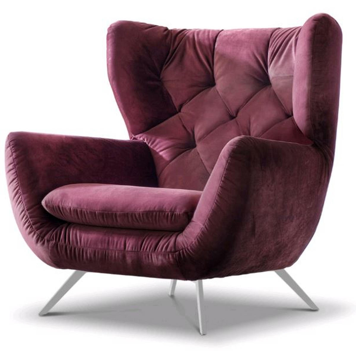 CHESTERFIELD-SESSEL Velours Lila    - Chromfarben/Lila, Design, Metall (100/106/95cm) - Pure Home Lifestyle