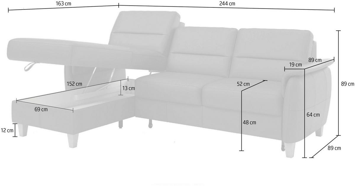 ECKSOFA PALMERA E in Mikrofaser Kombination Echtleder/Stoff Anthrazit  163/244 cm  - Eichefarben/Anthrazit, Basics, Leder/Holz (163/244cm) - Sit & More