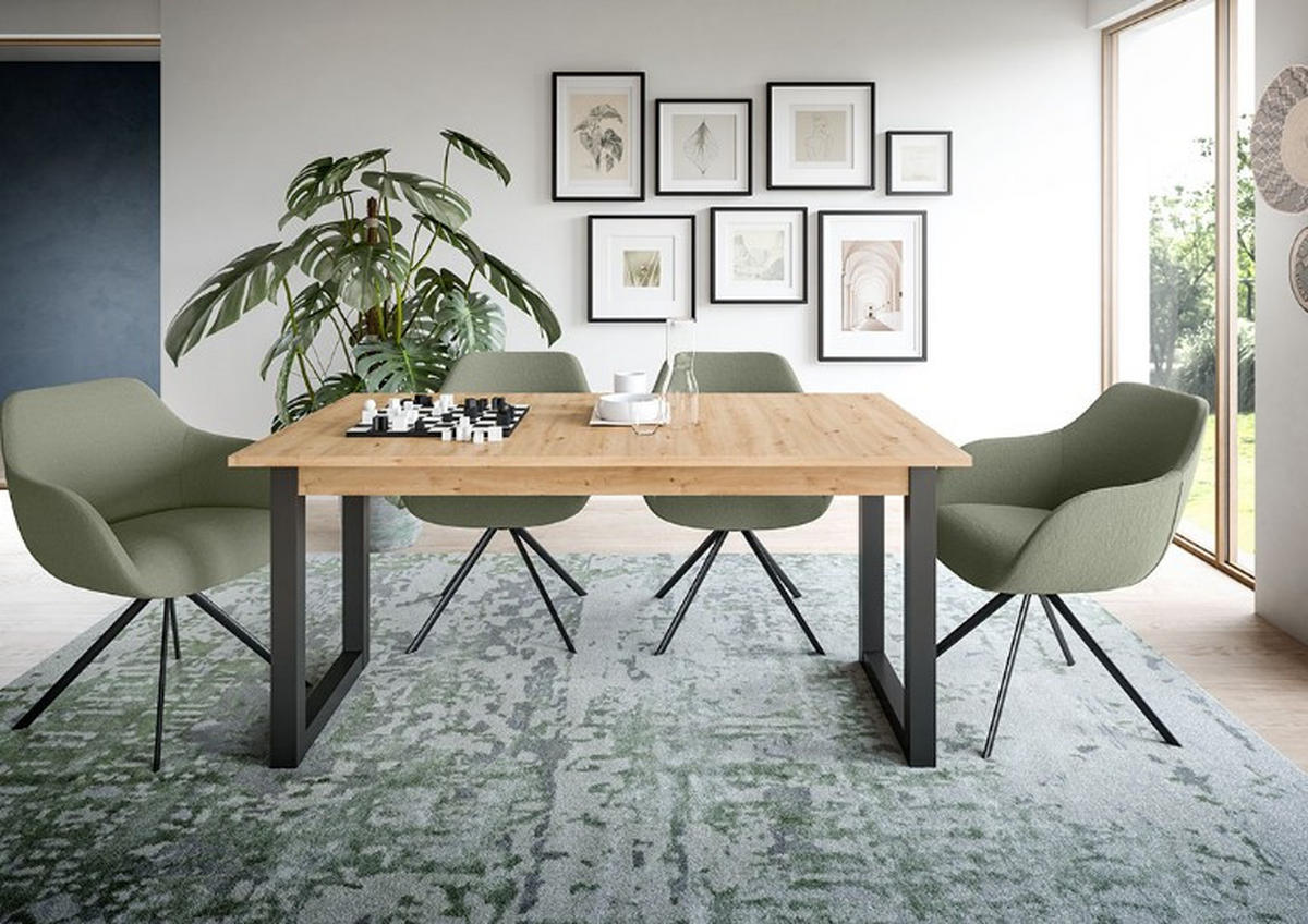 AUSZIEHTISCH Eiche Artisan rechteckig  ausziehbar  - Anthrazit/Eiche Artisan, KONVENTIONELL, Holzwerkstoff (150-190cm) - MID.YOU