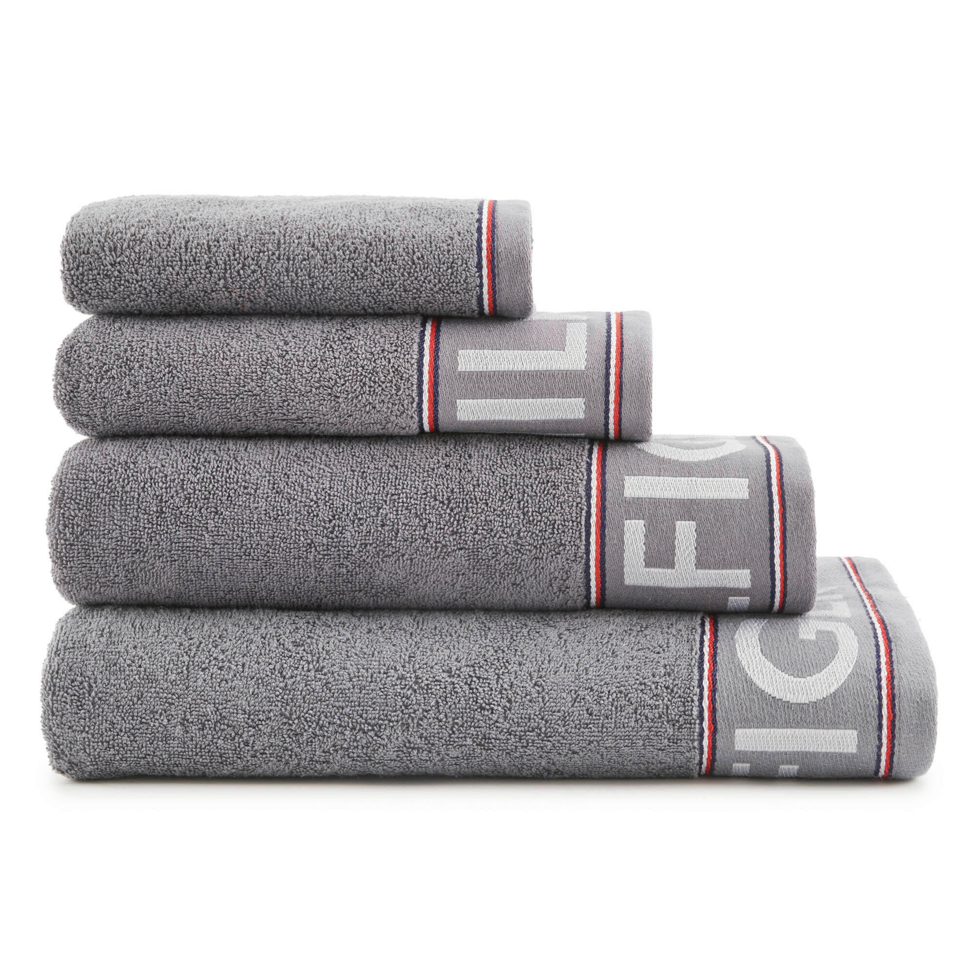 Thumbnail - Tommy Hilfiger Duschtuch Degree, Grau, Textil, 70x130 cm, Badtextilien, Duschtücher