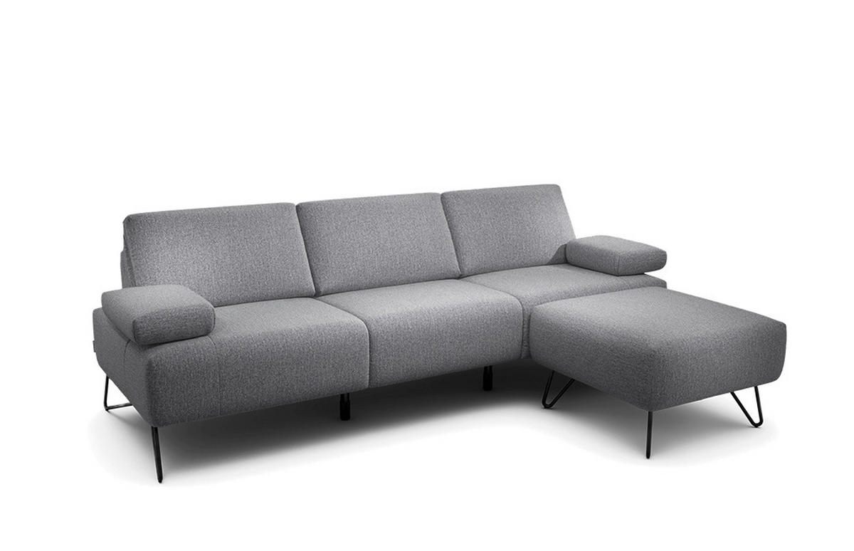 3-SITZER-SOFA in Chenille Anthrazit  - Anthrazit/Schwarz, Design, Textil/Metall (234-264/85/86-94cm) - SENSOO