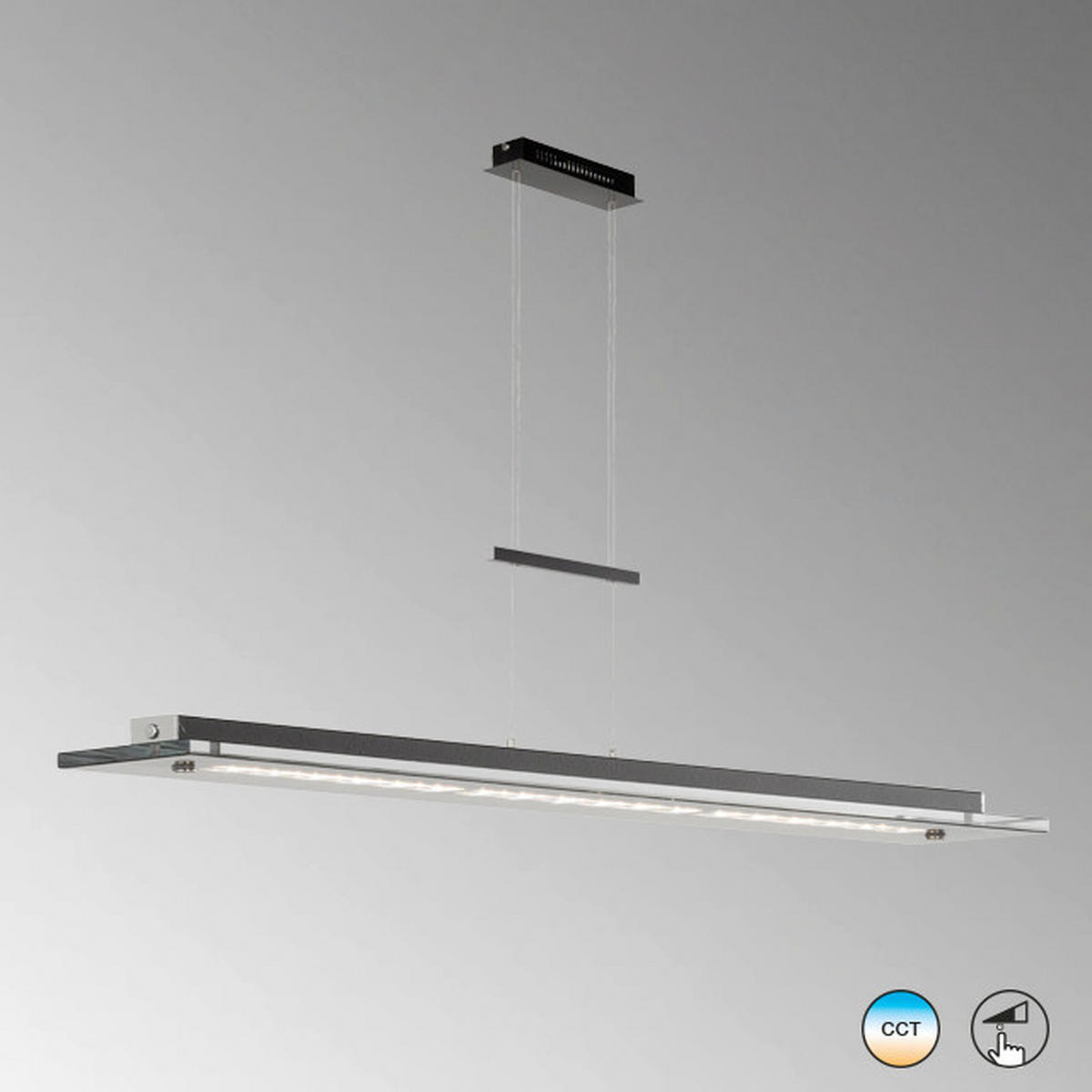 LED-HÄNGLAMPA Bill 145/16/100-150 cm  - svart, Basics, metall/glas (145/16/100-150cm) - Fischer & Honsel