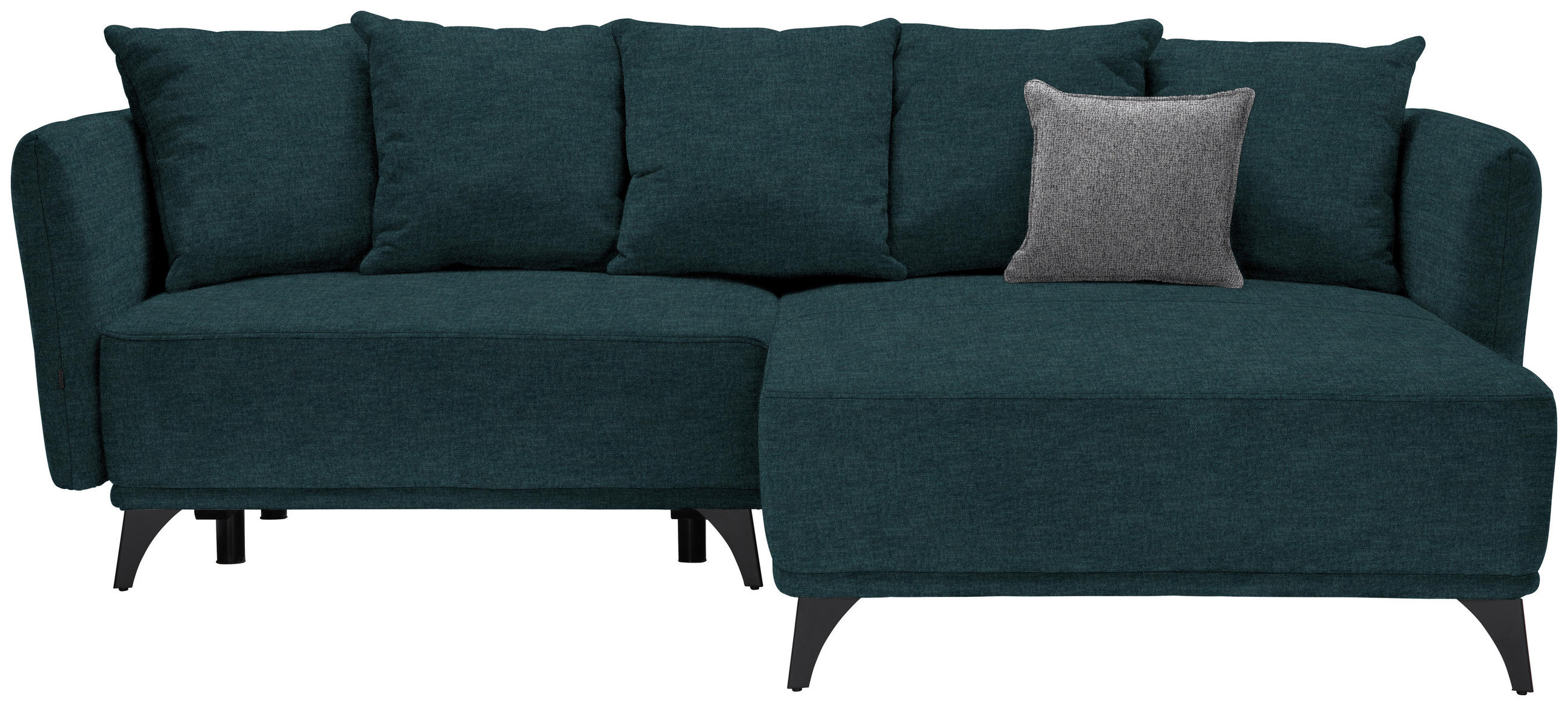 ECKSOFA in Chenille Dunkelgrün  255/172 cm  - Dunkelgrün/Schwarz, LIFESTYLE, Textil/Metall (255/172cm) - Carryhome