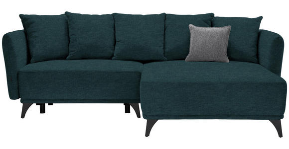 ECKSOFA  in Chenille Dunkelgrün  255/172 cm  - Dunkelgrün/Schwarz, LIFESTYLE, Textil/Metall (255/172cm) - Carryhome
