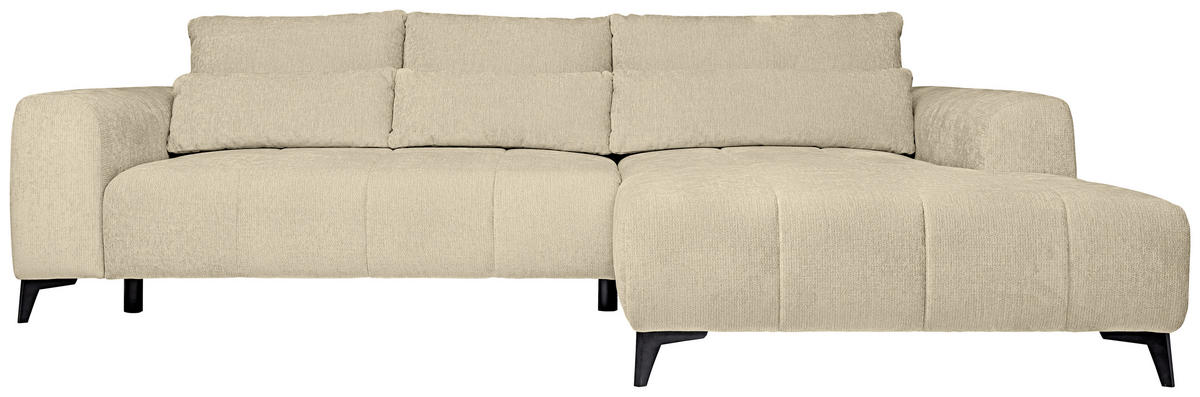 HÖRNSOFFA i chenille beige  - beige/svart, Klassisk, textil/plast (279/222cm) - MID.YOU