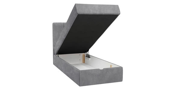BOXBETT 70/200 cm,  in Grau, Matratze, gepolstertes Kopfteil, Bettkasten, Topper, H3 = fest  - Schwarz/Grau, Design, Holzwerkstoff/Kunststoff (70/200cm) - Esposa