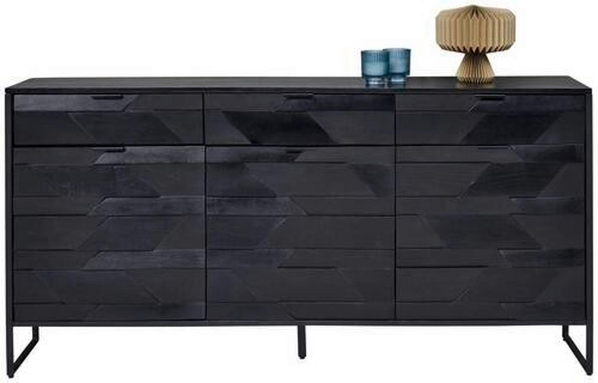 SIDEBOARD Schwarz  175/86/40 cm  - Schwarz, Trend, Holz/Metall (175/86/40cm) - Ambia Home