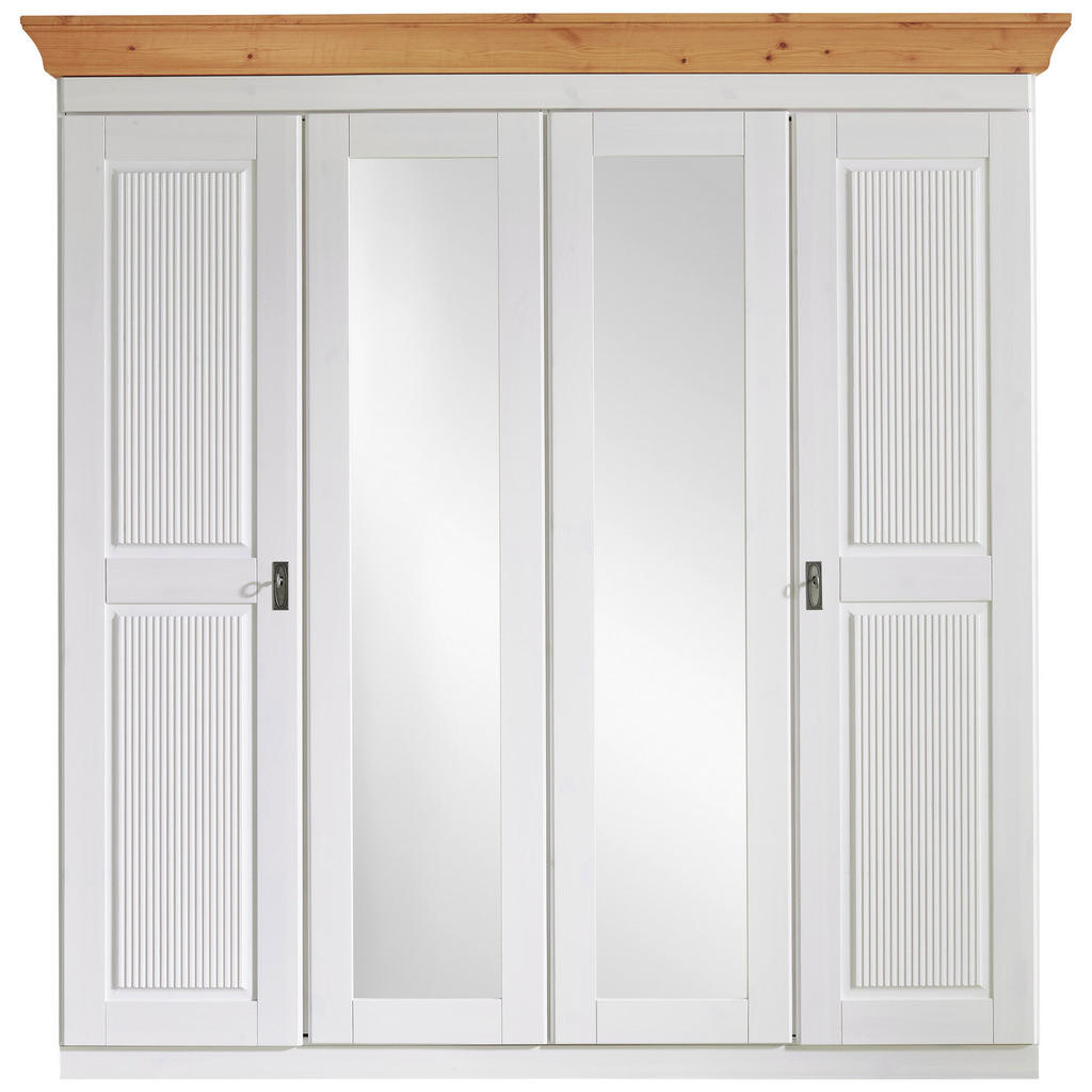 Thumbnail - Boxxx Drehtürenschrank, Weiß, Laugenfarbig, Holz, Kiefer, massiv, 4 Fächer, 205x210x64 cm, Beimöbel erhältlich, in versc...