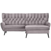 ECKSOFA in Flachgewebe Grau, Lila  - Lila/Schwarz, Design, Holz/Textil (237/165cm) - Stylife