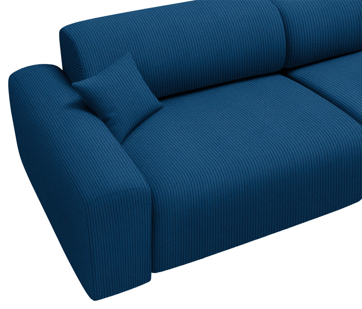 ECKSOFA in Velours, Feincord Blau  - Blau/Schwarz, Design, Kunststoff/Textil (292/178cm) - Livetastic