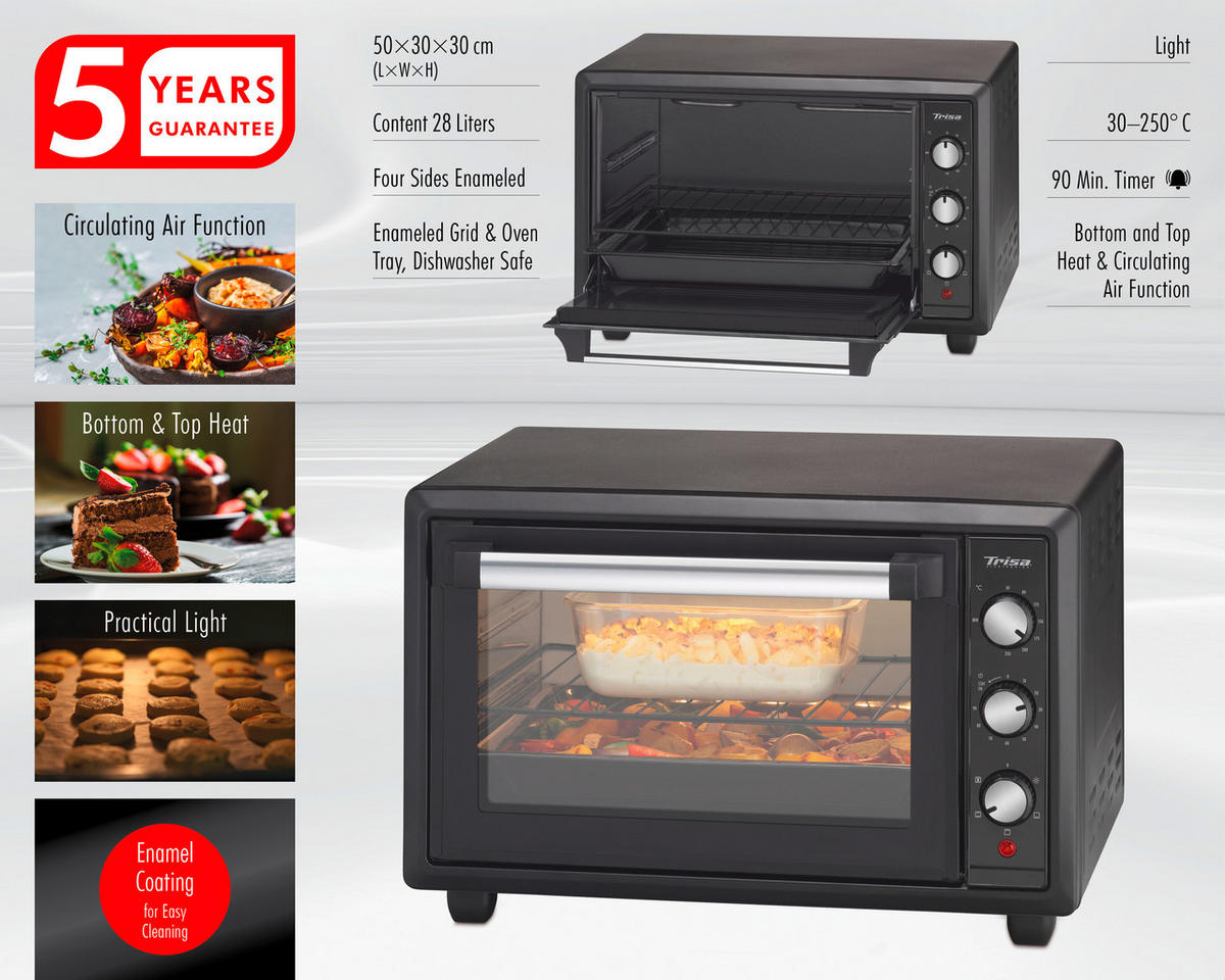 MINIBACKOFEN - Schwarz, Basics, Metall (50/30/30cm) - Trisa Electronics