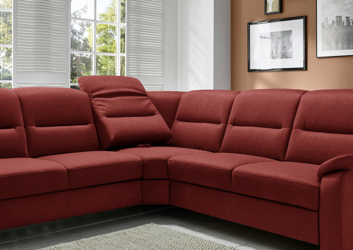 ECKSOFA in Mikrofaser Rot  - Rot/Schwarz, Konventionell, Holz/Textil (303/245cm) - Beldomo Comfort