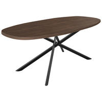 ESSTISCH Schwarz, Nussbaumfarben bootsförmig  in verschiedenen Holzdekoren erhältlich  - Nussbaumfarben/Schwarz, Basics, Holzwerkstoff/Metall (180/95/76cm) - Celina Home