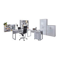 BÜRO - Weiß Hochglanz/Grau, MODERN, Holzwerkstoff/Metall - MID.YOU