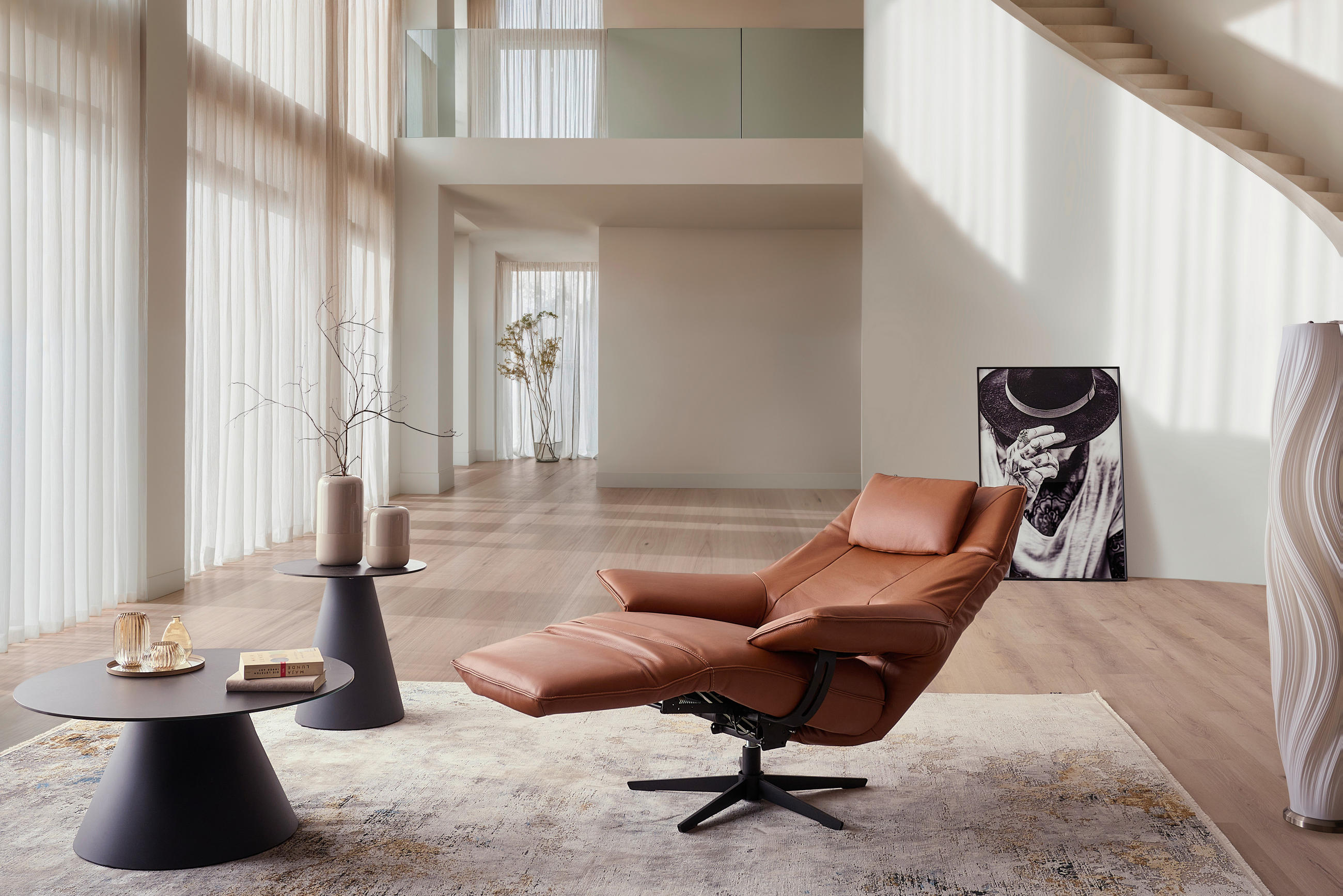 RELAXSESSEL in Leder Rostfarben  - Rostfarben/Beige, Design, Leder/Metall (92/79/82cm) - Dieter Knoll