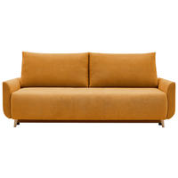 SCHLAFSOFA DUO Mikrofaser Gelb  inkl. Rückenkissen, Bettkasten, Schlaffunktion, Rücken echt  - Gelb/Naturfarben, Design, Textil (218/90/110cm) - P & B