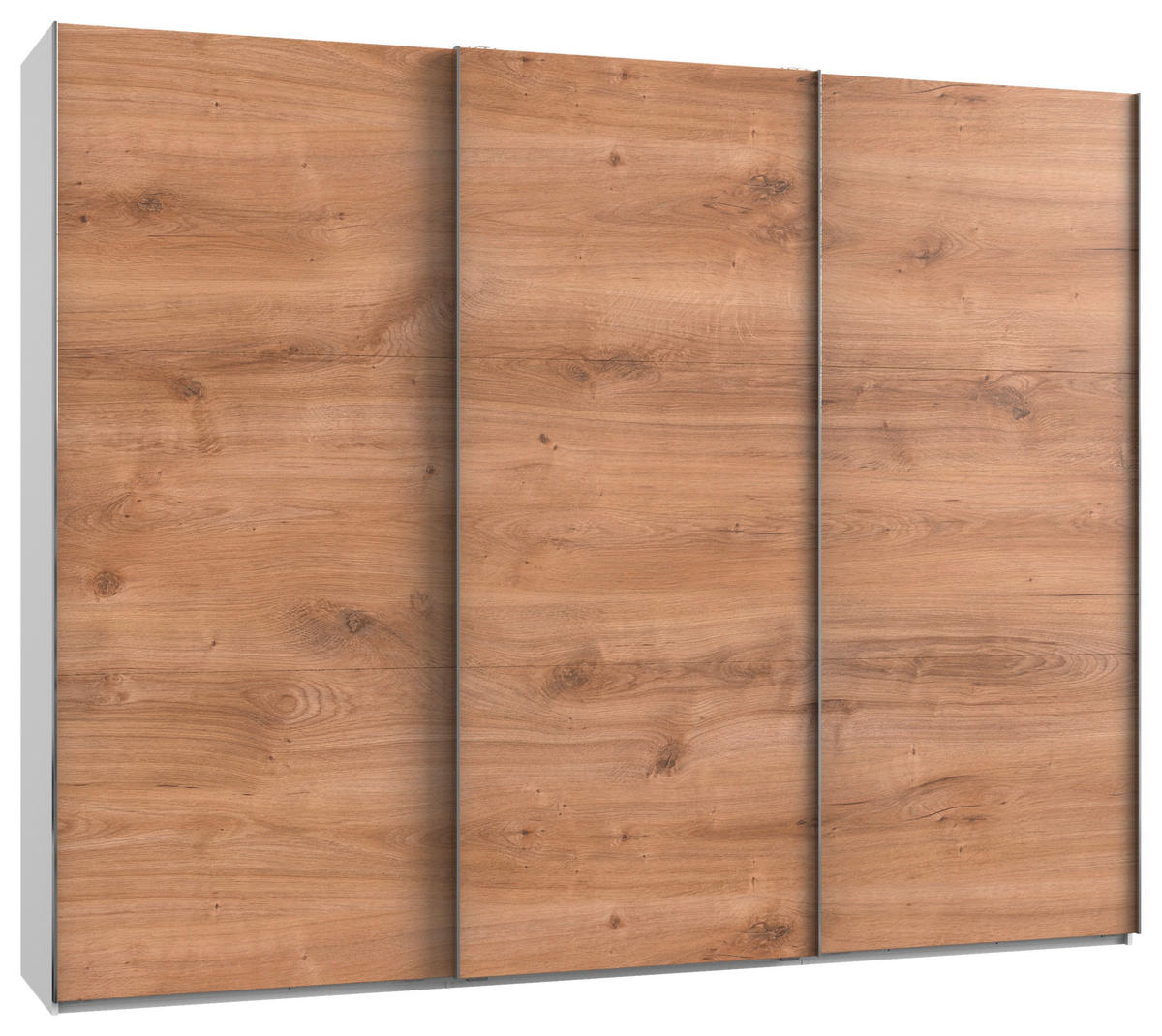 SCHWEBETÜRENSCHRANK  in Weiß, Eichefarben  - Chromfarben/Eichefarben, MODERN, Holzwerkstoff (300/236/65cm) - MID.YOU
