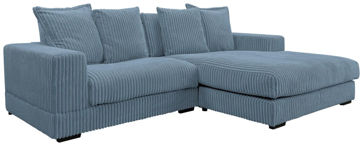 ECKSOFA Hellblau Cord  - Schwarz/Hellblau, Design, Kunststoff/Textil (285/195cm) - MID.YOU