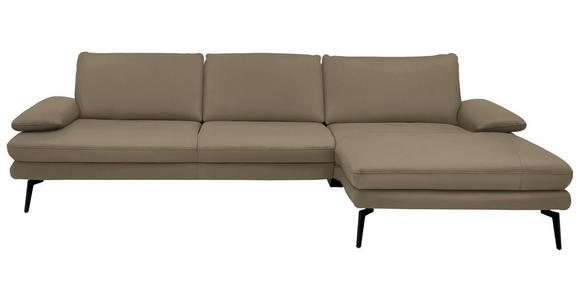 ECKSOFA Beldomo Premium in Echtleder Beige  310/180 cm  - Beige/Schwarz, Design, Leder/Metall (310/180cm) - Dieter Knoll