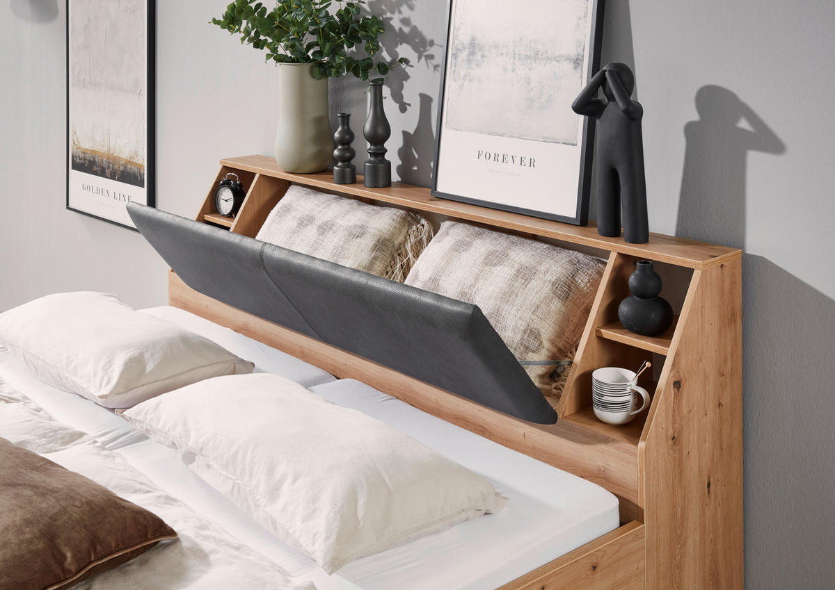 STAURAUMBETT 180/200 cm  in Eiche Artisan  - Eiche Artisan/Grau, KONVENTIONELL, Holzwerkstoff (180/200cm) - Boxxx
