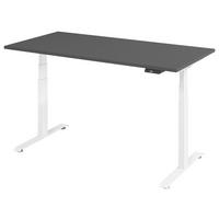 SCHREIBTISCH 160/80/64,5-129,5 cm Graphitfarben, Weiß elektrisch höhenverstellbar  - Graphitfarben/Weiß, KONVENTIONELL, Holzwerkstoff/Metall (160/80/64,5-129,5cm) - Venda