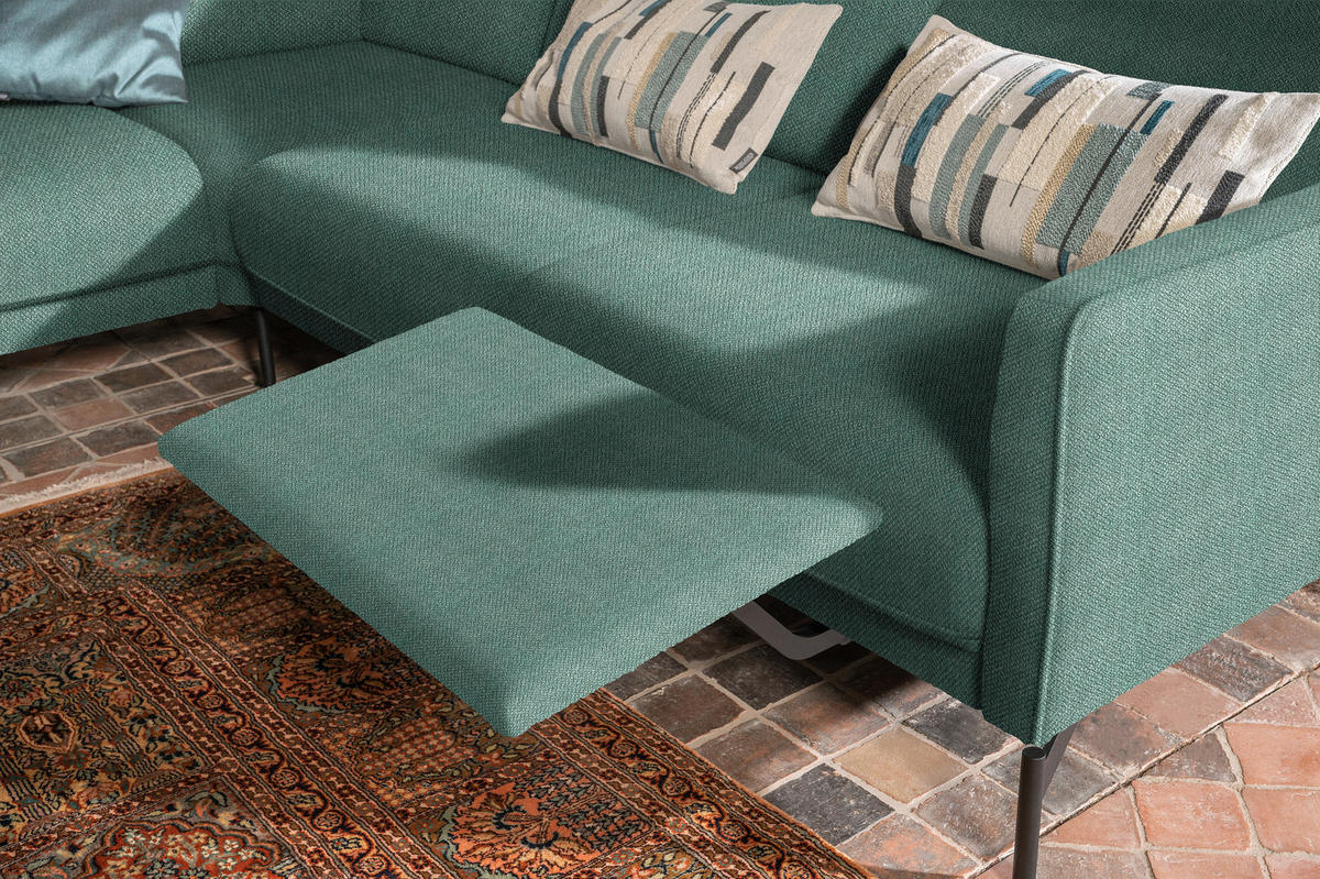 ECKSOFA in Flachgewebe Türkis  - Türkis/Anthrazit, Design, Textil/Metall (230/254cm) - Johann Jakob