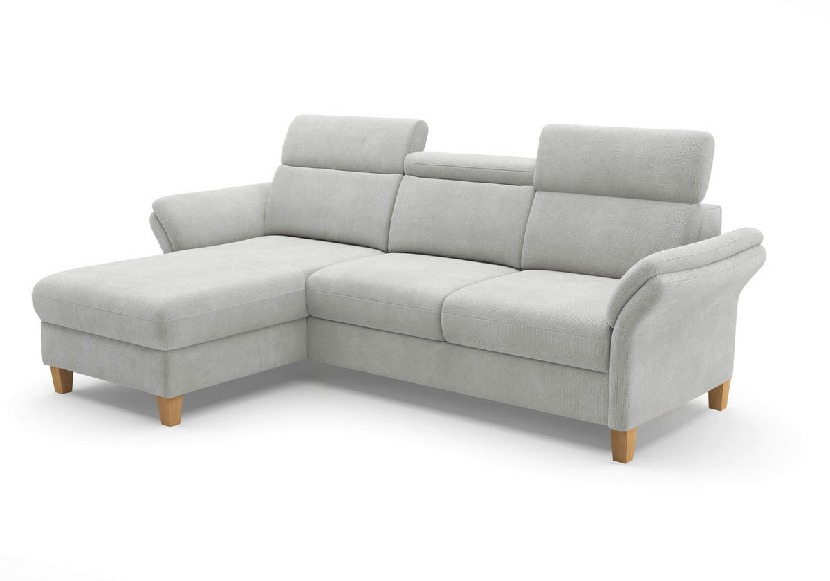 ECKSOFA GLENDALE E Silberfarben Flachgewebe  - Eichefarben/Silberfarben, KONVENTIONELL, Holz/Textil (166/253cm) - Sit & More
