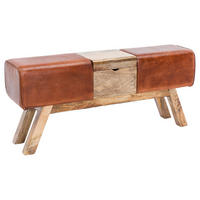 KLOP BREZ NASLONA, usnje rjava  - rjava, Natur, les/usnje (120/53/29cm) - MID.YOU