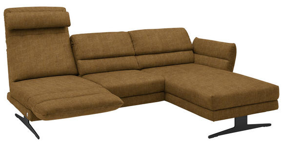 ECKSOFA  in Flachgewebe Goldfarben  279-327/176-217 cm  - Goldfarben/Schwarz, Design, Textil/Metall (279-327/176-217cm) - Dieter Knoll