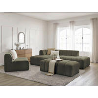 ECKSOFA Ottomane links  ANNECY Grün Bouclé  - Schwarz/Grün, MODERN, Kunststoff/Textil (170/262cm)