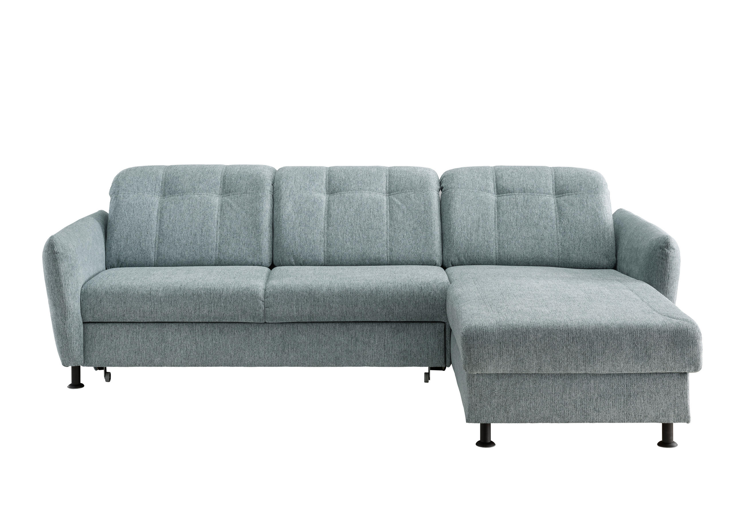 ECKSOFA in Chenille Mintgrün  - Schwarz/Mintgrün, Modern, Textil/Metall (267/184cm) - Livetastic