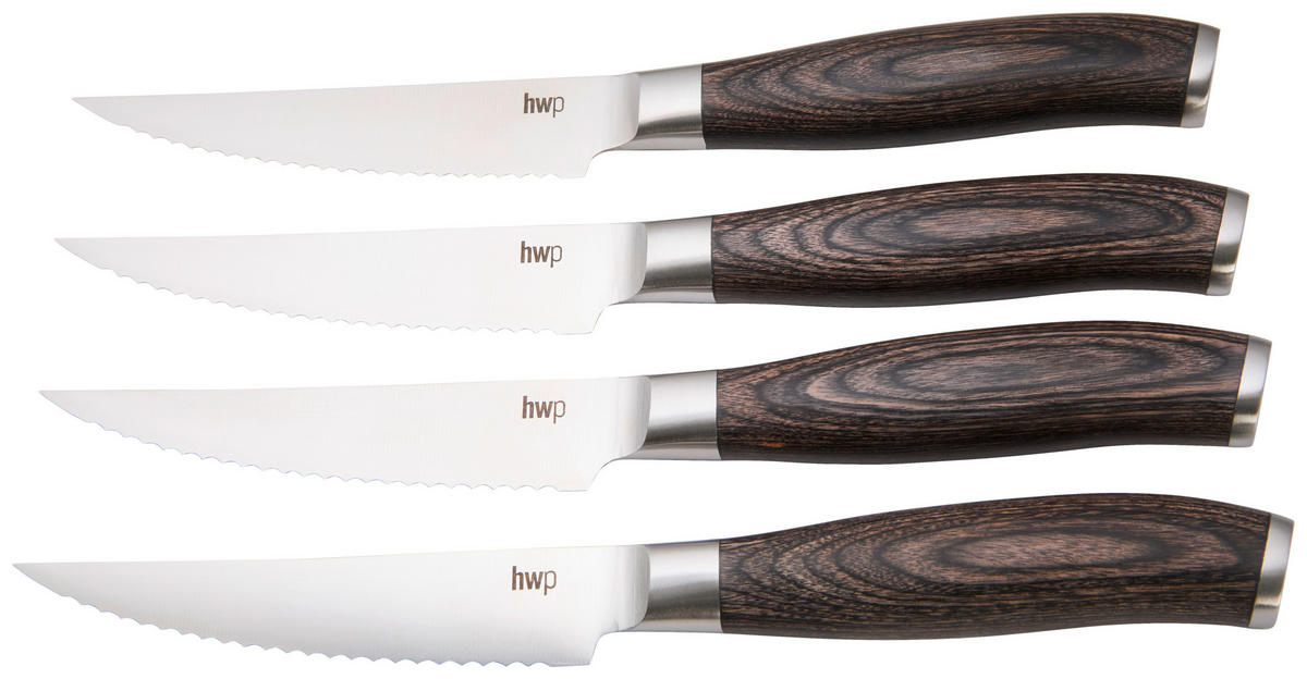 STEAKMESSERSET  - Edelstahlfarben, KONVENTIONELL, Holzwerkstoff/Metall - Homeware Profession.