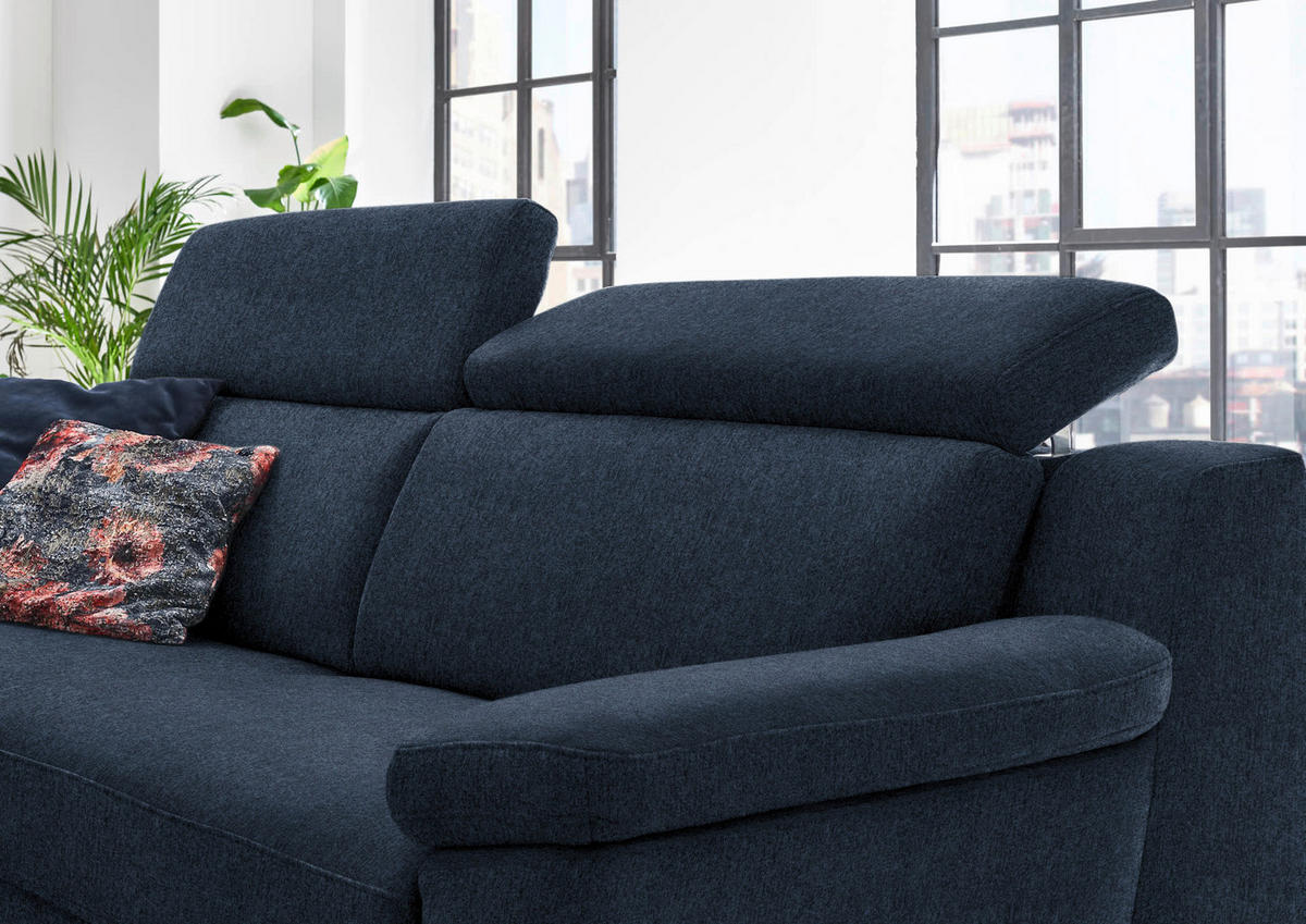 3-SITZER-SOFA in Chenille Blau  - Blau/Schwarz, Design, Textil/Metall (230/104/104cm) - Valdera