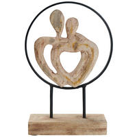 SZOBOR - natúr színű/fekete, Design, fa/fém (23/35/9cm) - Ambia Home