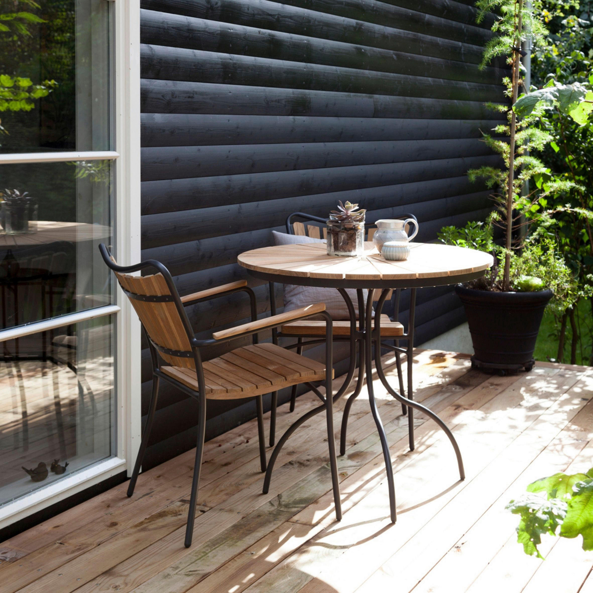 BALKONSET - Anthrazit, Natur, Holz - Gardenson