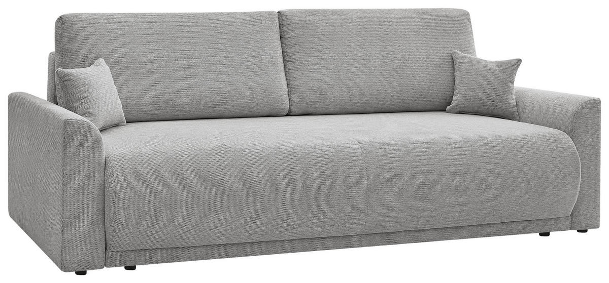 SCHLAFSOFA KIMMY Struktur Hellgrau  inkl. Zierkissen, Rückenkissen, Bettkasten  - Hellgrau/Schwarz, Design, Kunststoff/Textil (234/90/103cm) - P & B