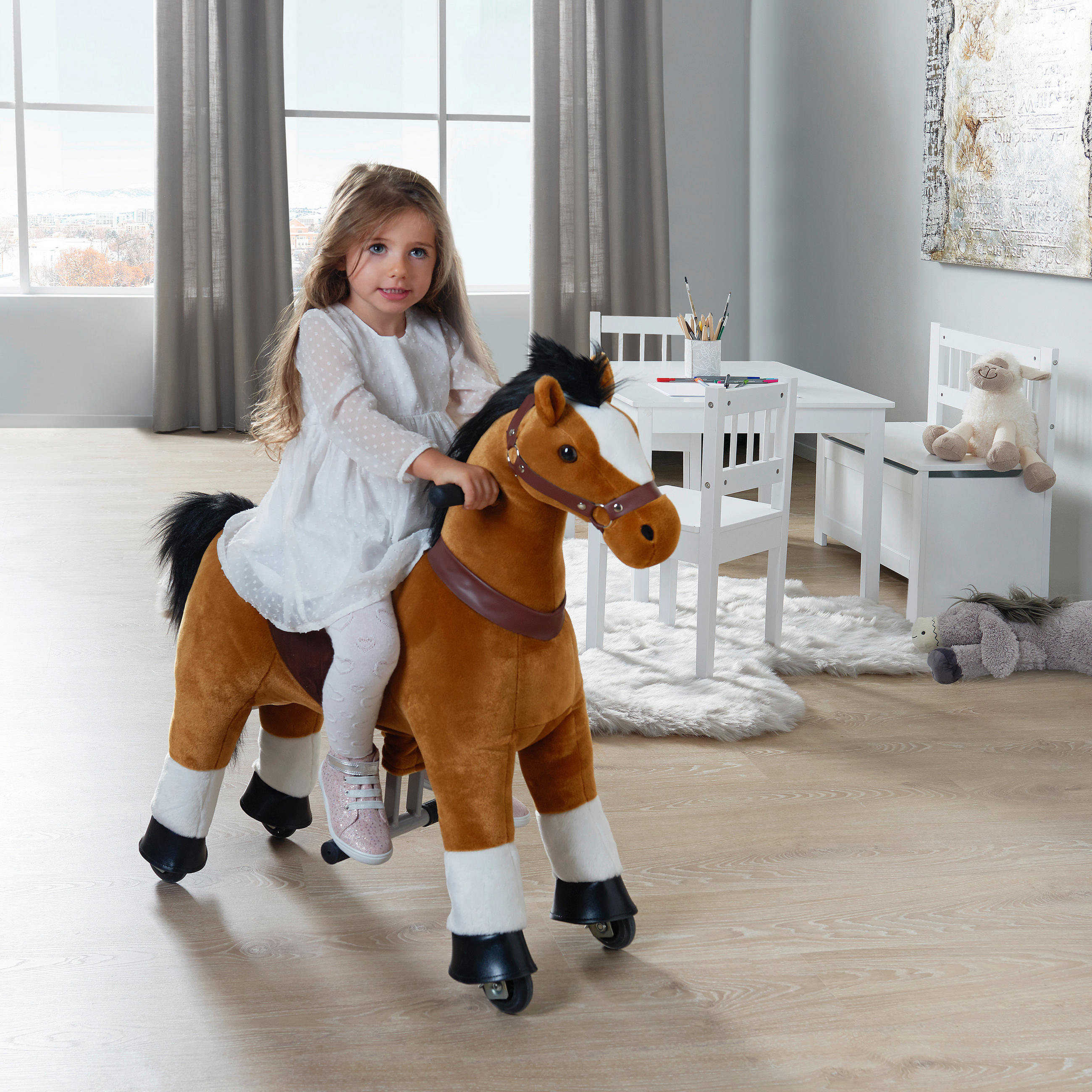 SCHAUKELPFERD KLEIN - Braun, Trend, Textil/Metall (76/27/85cm) - My Baby Lou